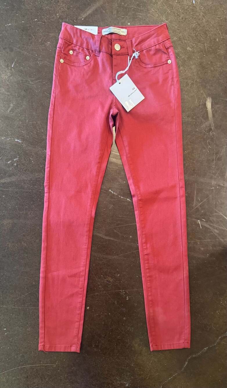 I & M Premium Jeans Mid-Rise Color Skinny Burgundy Size 0 NWT